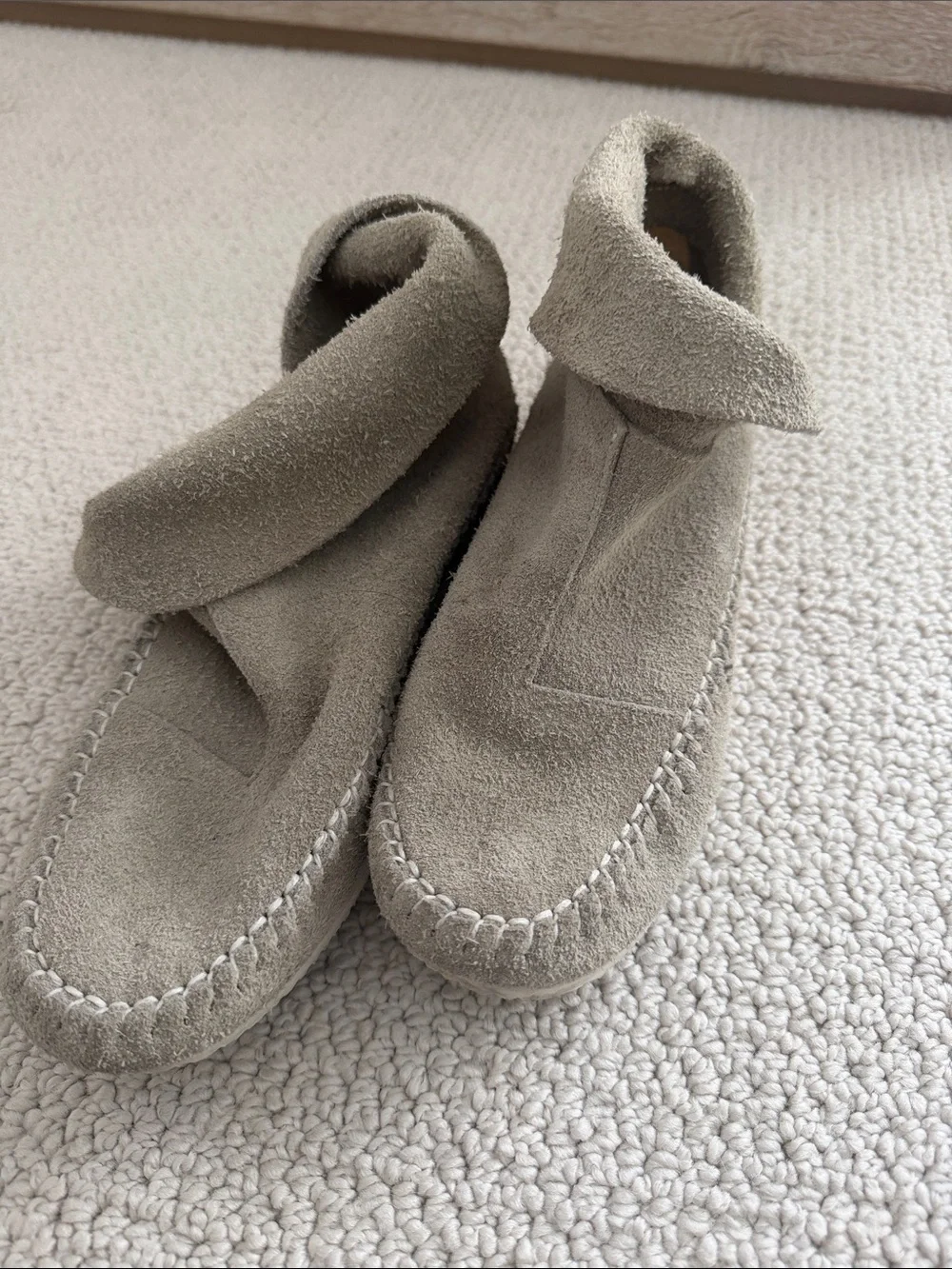 Rag & Bone Suede Moccasin Booties in Taupe - Picture 2 of 8